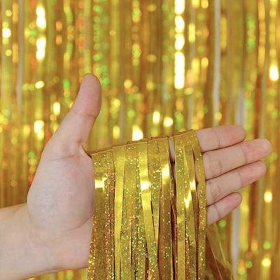 Partýgardýna Bakgrunnur Glitrandi Gull 1x2m