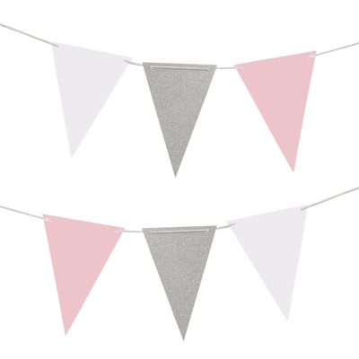 Fánalengja Glitrandi Bleik Silfur 2m