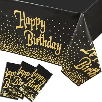 Plastdúkur Svartur Happy Birthday