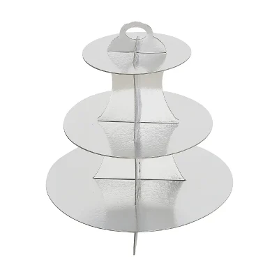 Kökustandur Silfur 3 hæðir Cupcake Stand