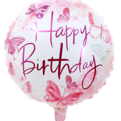 Álblaðra Happy Birthday Bleik Bleik 40cm