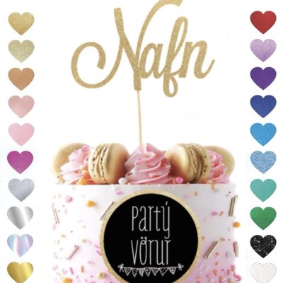 Nafnaskilti Áletraður Kökutoppur 16cm