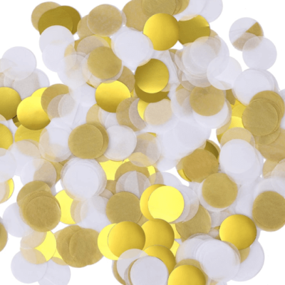 Confetti Hringir Hvítt og Gyllt