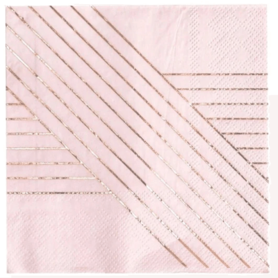Servíettur Rose Gold og Bleikar 16stk
