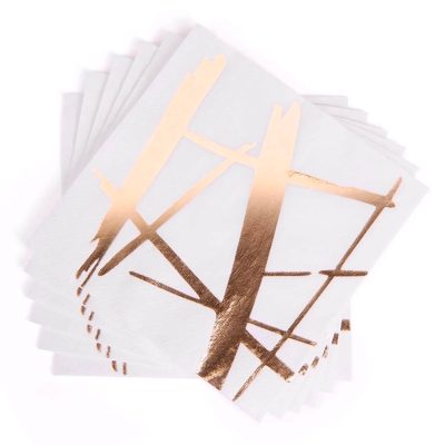 Servíettur Stórar Hvítar og Rose Gold