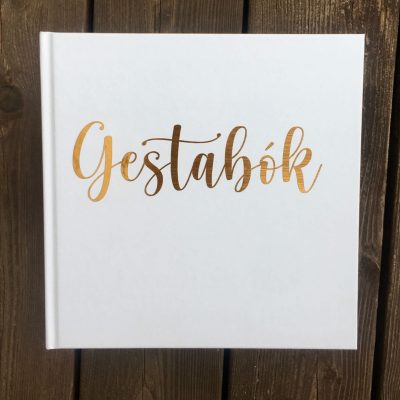Gestabók Hvít -Hægt að velja lit á letri- 21,5 x 21,5cm