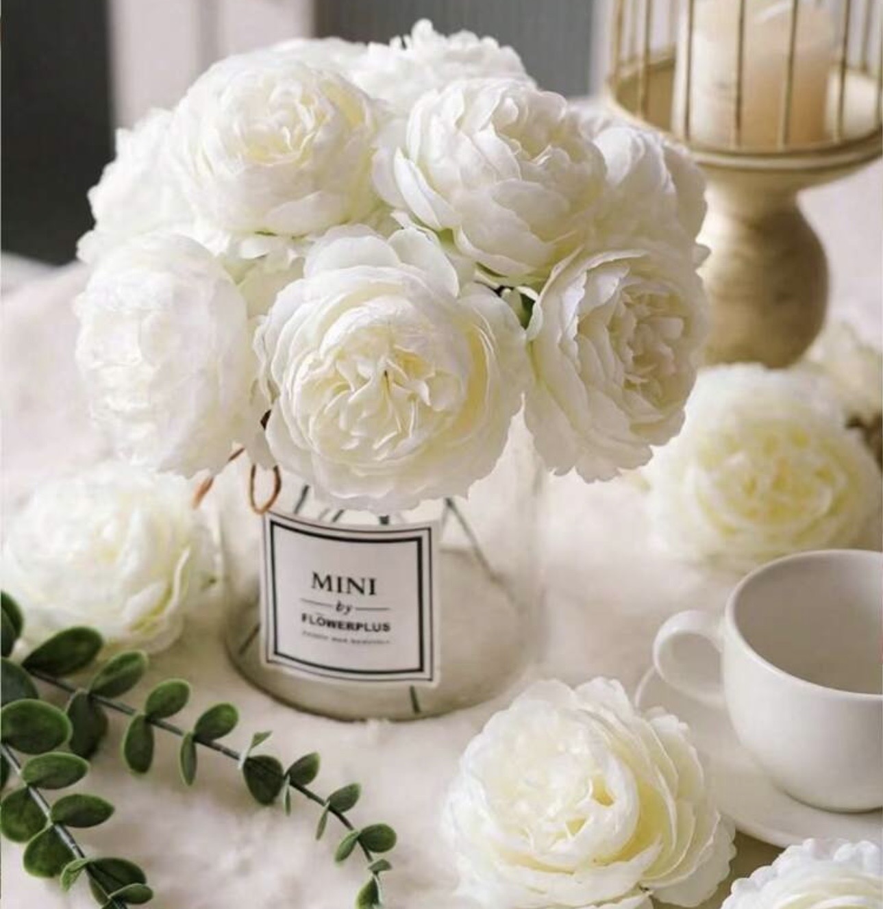 Gerviblóm Peony Hvít