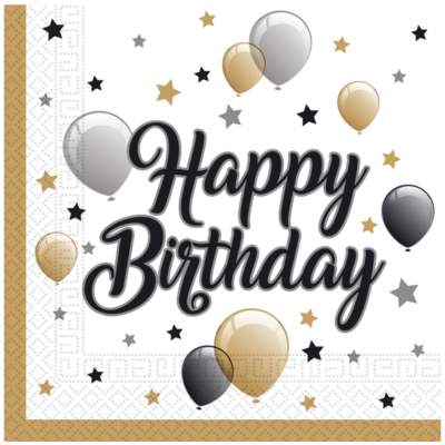 Happy Birthday Servíettur Stórar 20stk